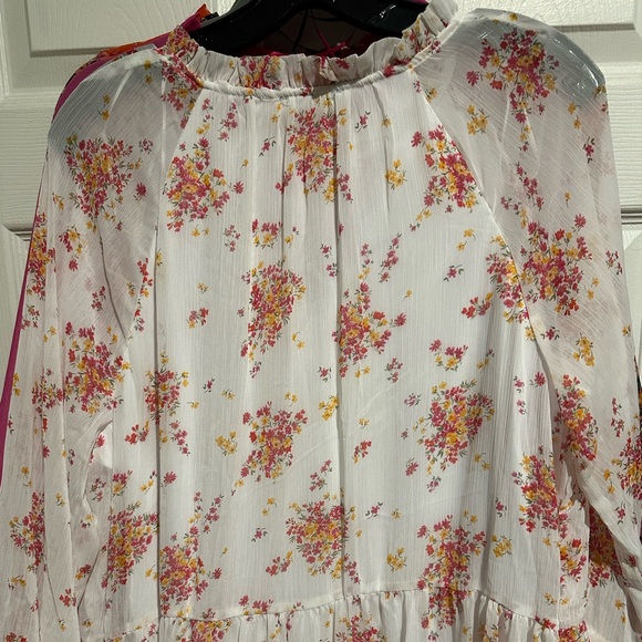 Vince Camuto Ivory/Pink/Gold Floral Lightweight Dress Women's LARGE - Picture 8 of 8